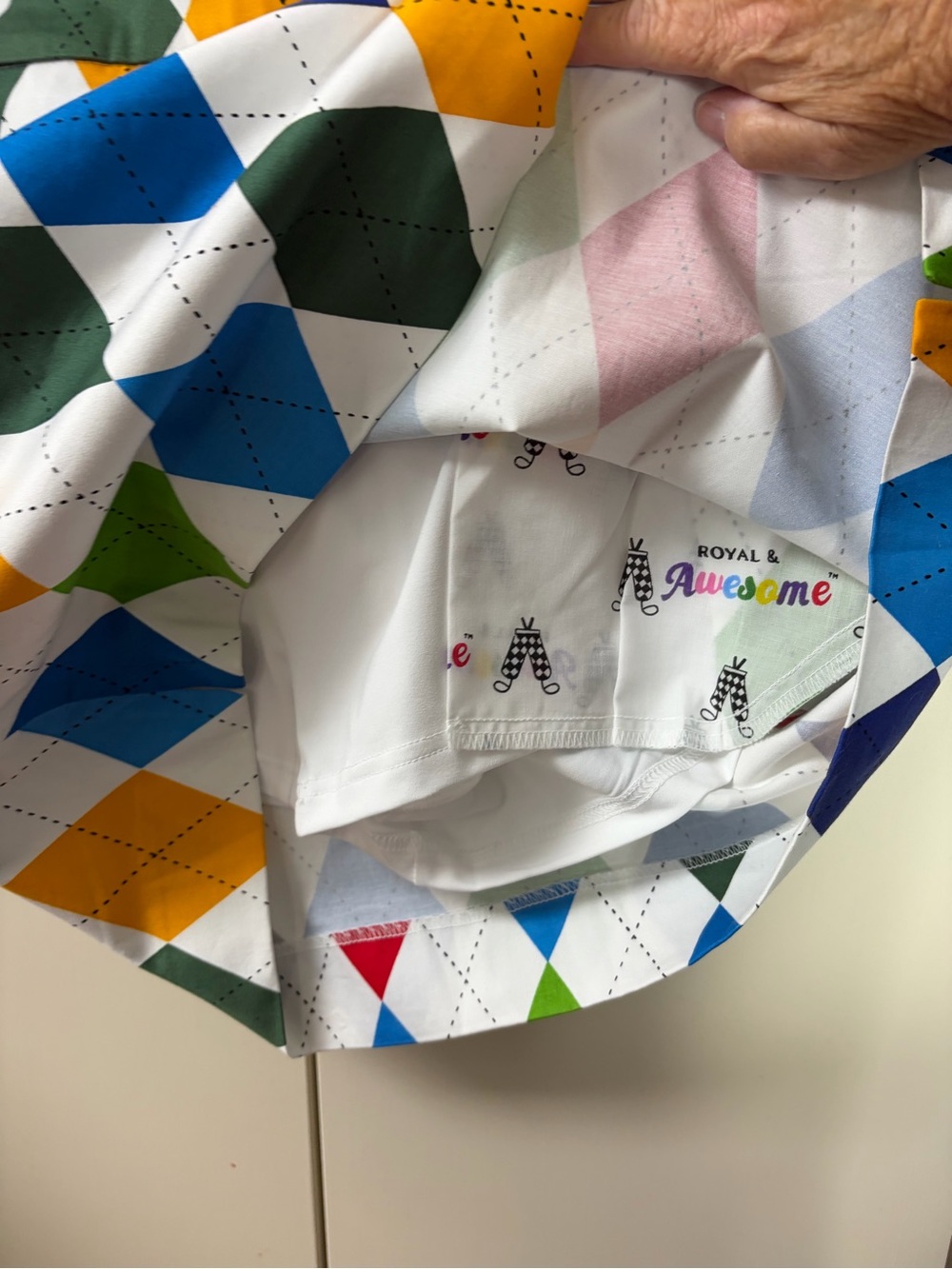 Royal and Awesome Argyle Pattern Multicolor Cotton Blend Women's Skort - Picture 7 of 7
